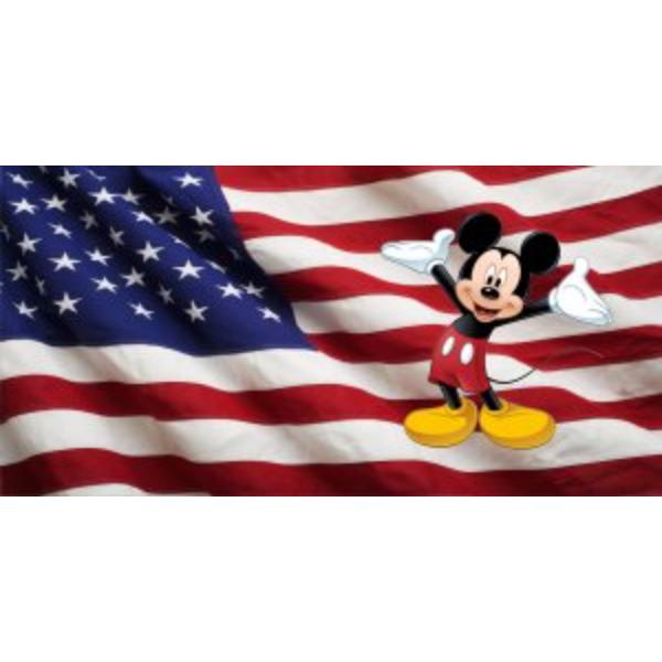 Mickey Mouse American Flag License Plate - 6 x 12 in. - Durable Aluminum