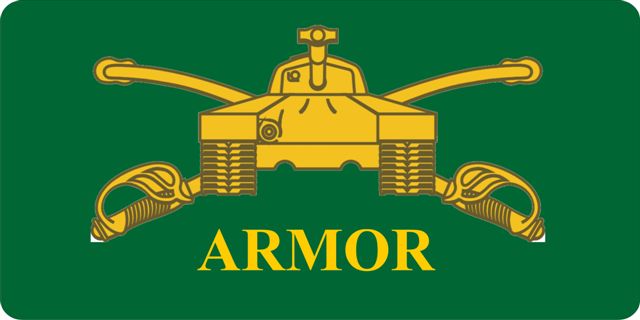 LPO1731 U.S. Army Armor Photo License Plate