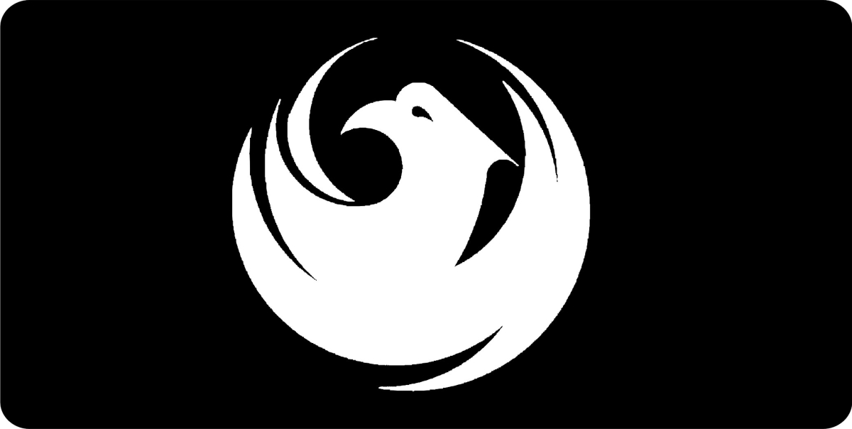 Phoenix Logo Black Photo License Plate - 6 x 12 in. - Durable Aluminum