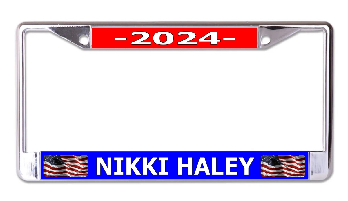 LPO7378 6 x 12 in. Nikki Haley 2024 Chrome License Plate Frame