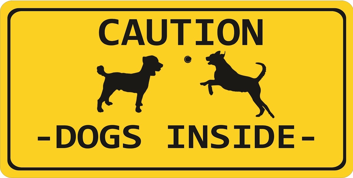 LPO7468 6 x 12 in. Caution Dogs Inside Photo License Plate
