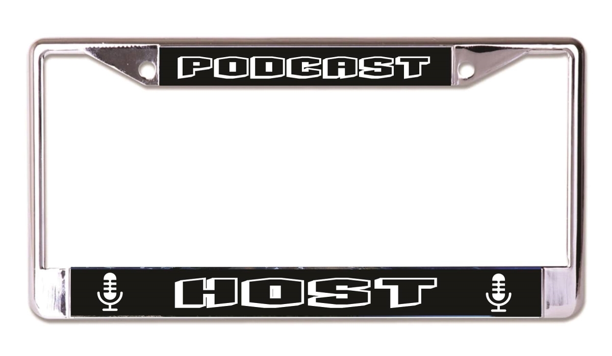 LPO7560 6 x 12 in. Podcast Host Chrome License Plate Frame