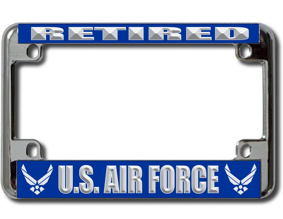 LPO3605MC 4 x 7 in. U.S. Air Force Retired Chrome Motorcycle License Plate Frame