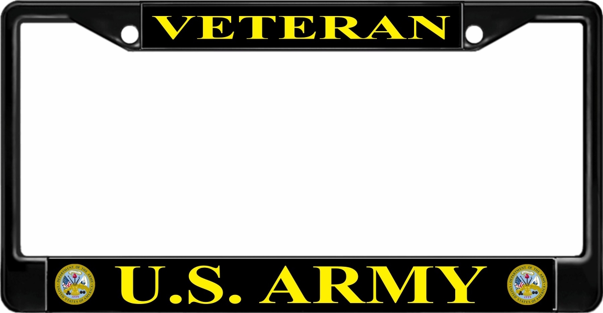 LPO1171B 6 x 12 in. U.S. Army Veteran Black License Plate Frame