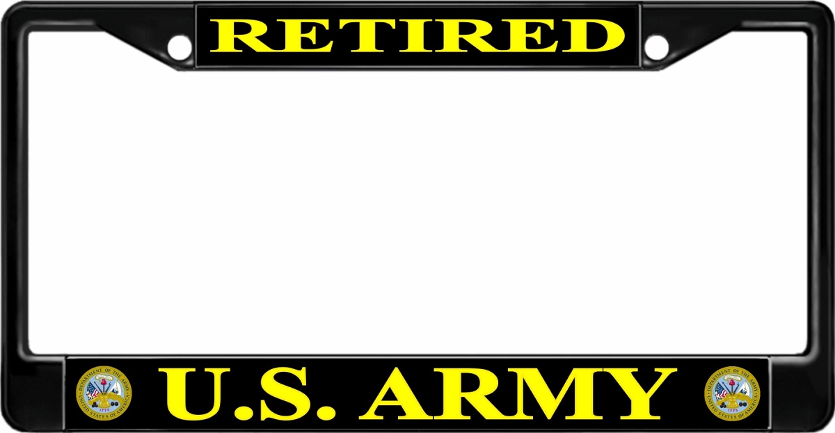 LPO1645B 6 x 12 in. U.S. Army Retired Black License Plate Frame