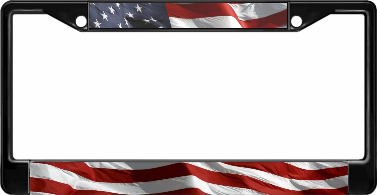 LPO2408B 6 x 12 in. U.S. Flag Black License Plate Frame