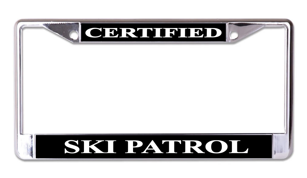 LPO7767 6 x 12 in. Certified Ski Patrol Chrome License Plate Frame