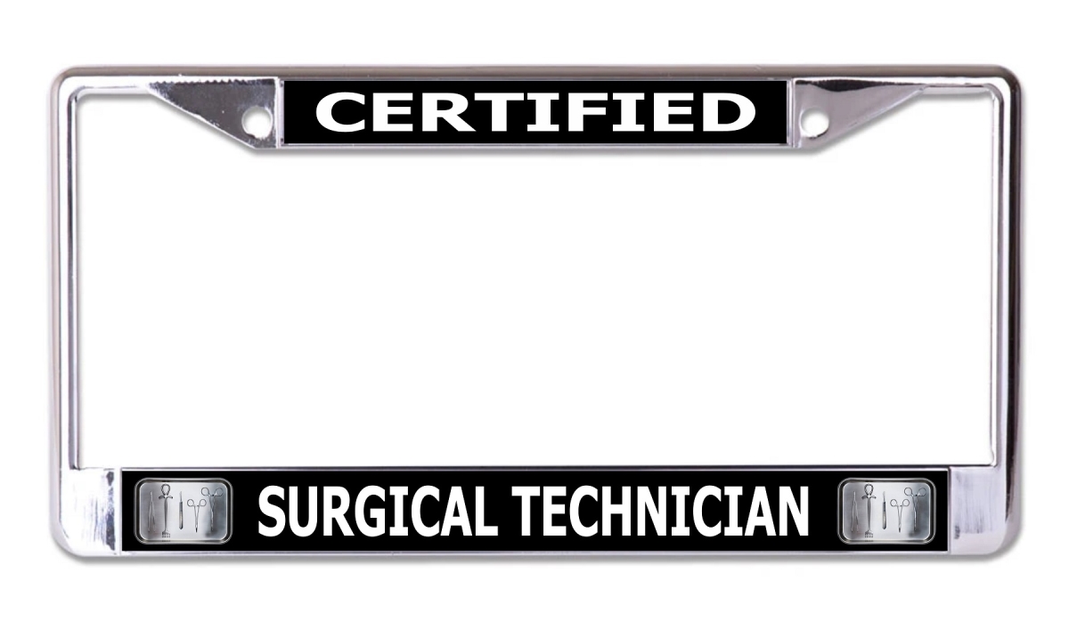 LPO7917 6 x 12 in. Surgical Technician Chrome License Plate Frame