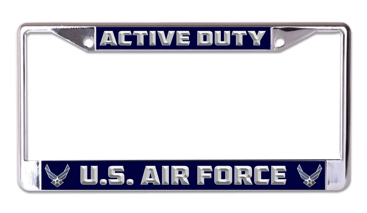 LPO7940 6 x 12 in. U.S. Air Force Active Duty Chrome License Plate Frame