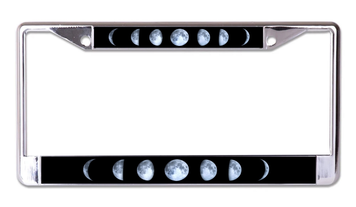 LPO8041 6 x 12 in. Moon Phases Chrome License Plate Frame