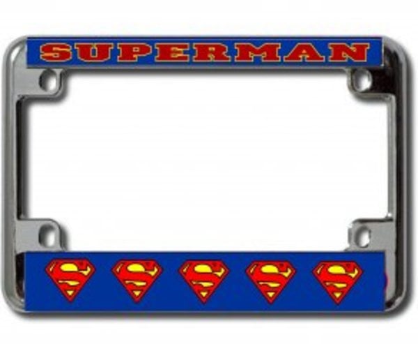 LPO2594 Superman Chrome Motorcycle License Plate Frame