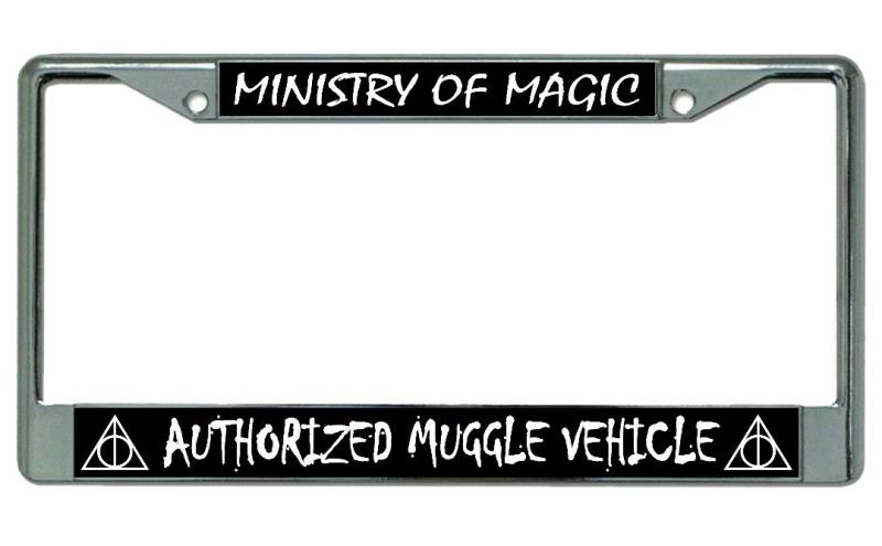 LPO3953 6 x 12 in. Authorized Muggle Vehicle Chrome License Plate Frame
