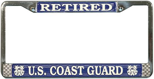 LFCG02 U.S. Coast Guard Retired Chrome License Plate Frame Free Screw Caps with this Frame