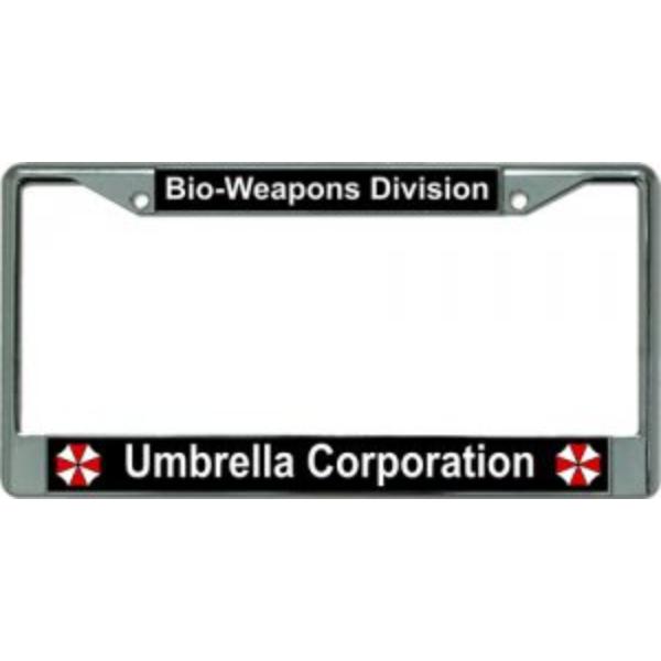 LPO3161 6 x 12 in. Umbrella Bio Weapons Chrome License Plate Frame