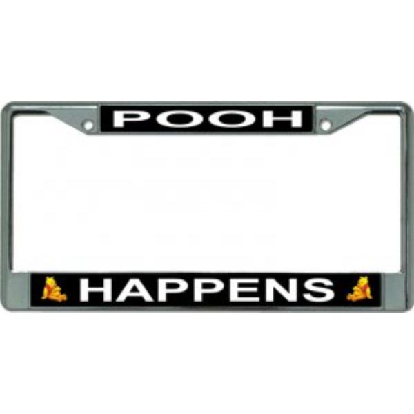 LPO3414 6 x 12 in. Pooh Happens Chrome License Plate Frame