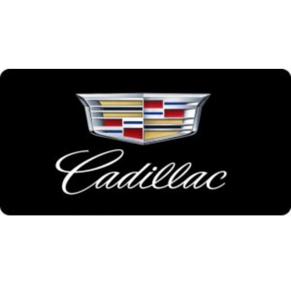 LPO3613 6 x 12 in. Cadillac Emblem with Script on Black Photo License Plate
