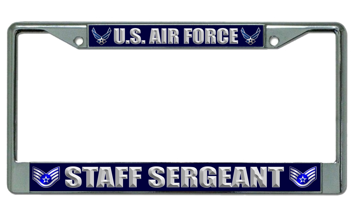 LPO1991 U.S. Air Force Staff Sergeant Photo License Frame - Free Screw Caps Included