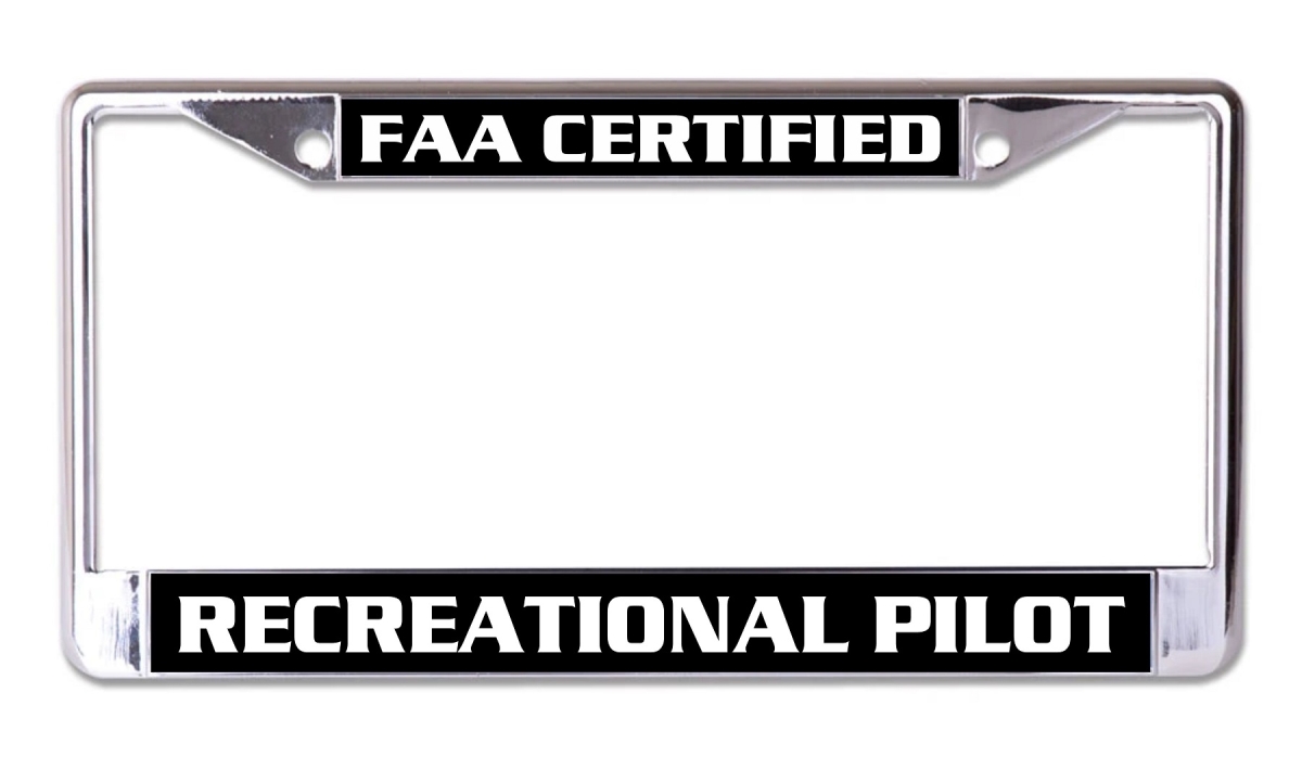 LPO7391 6 x 12 in. Recreational Pilot Chrome License Plate Frame