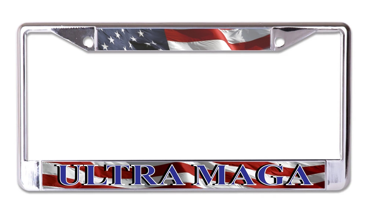 LPO7571 6 x 12 in. Ultra Maga Chrome License Plate Frame