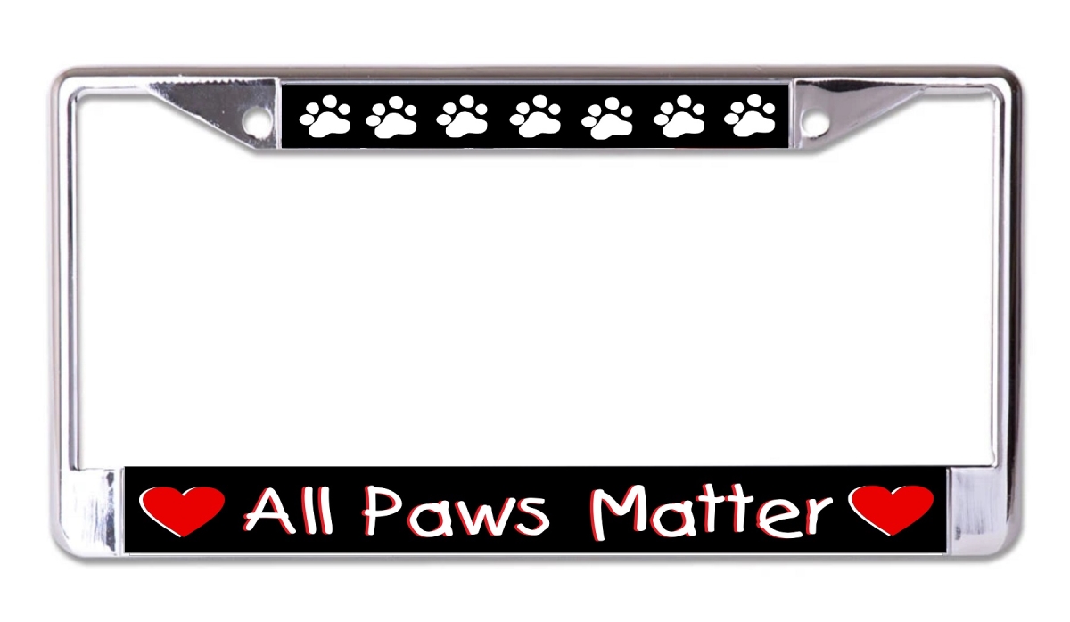 6 x 12 in. All Paws Matter Chrome License Plate Frame