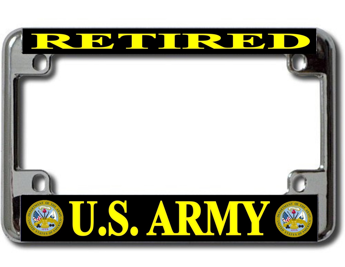 LPO1645MC 4 x 7 in. U.S. Army Retired Chrome Motorcycle License Plate Frame