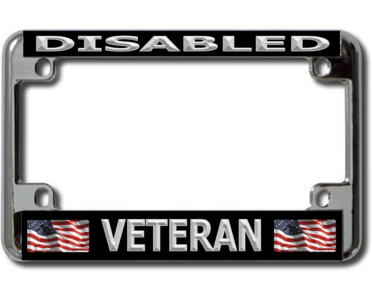 LPO2043MC 4 x 7 in. Disabled Veteran Chrome Motorcycle License Plate Frame