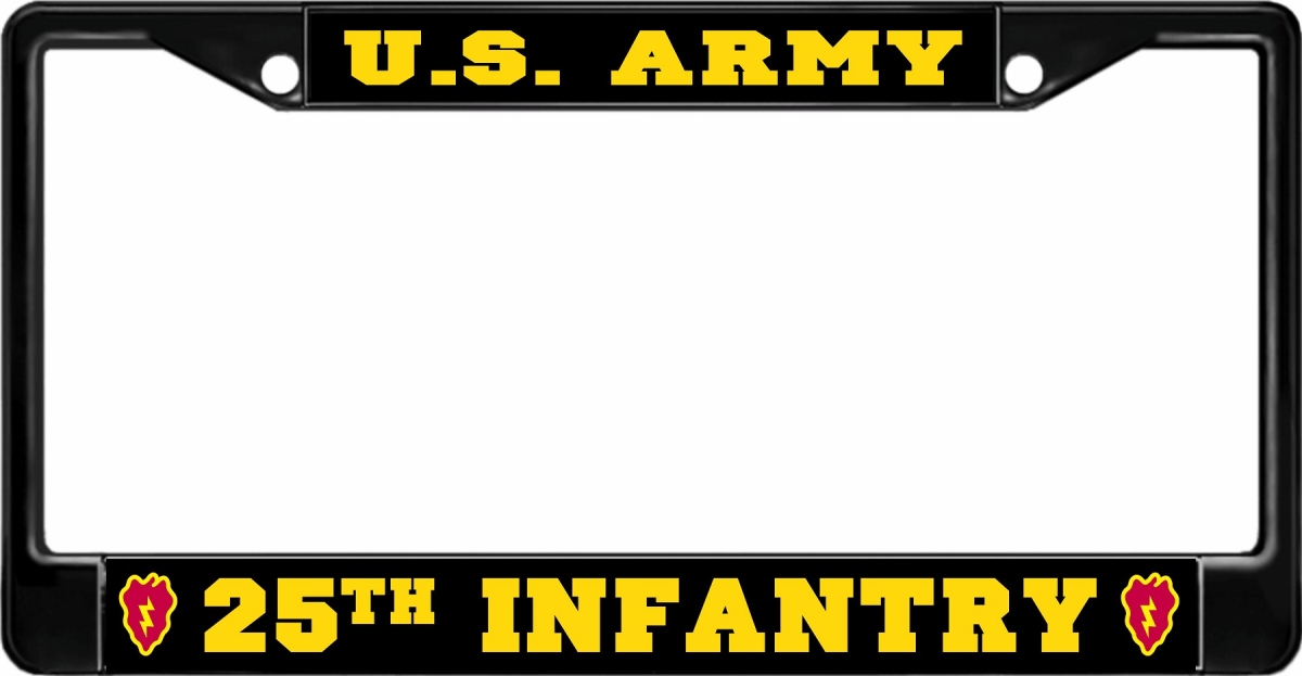 LPO1528B 6 x 12 in. U.S. Army 25th Infantry Black License Plate Frame