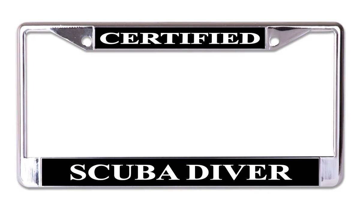 LPO7766 6 x 12 in. Certified Scuba Diver Chrome License Plate Frame