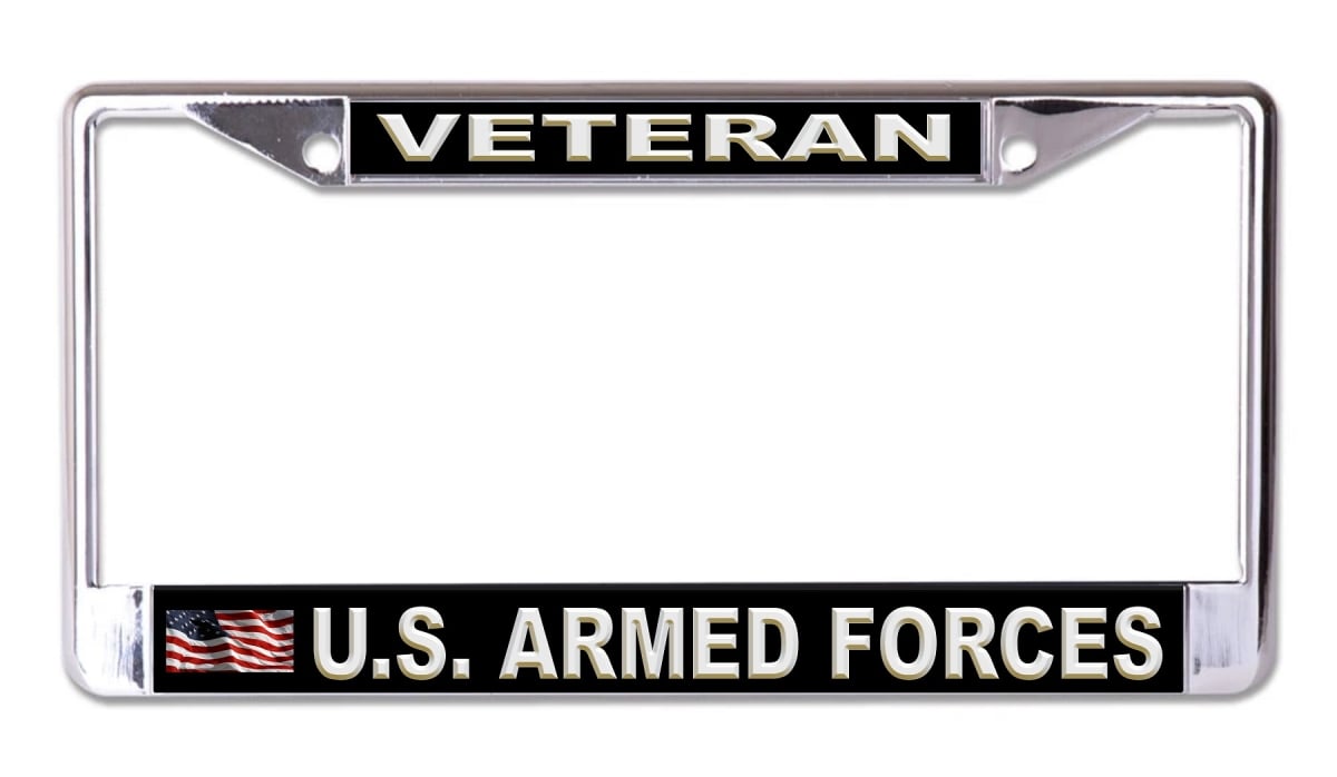 LPO7902 6 x 12 in. U.S. Armed Forces Veteran Chrome License Plate Frame