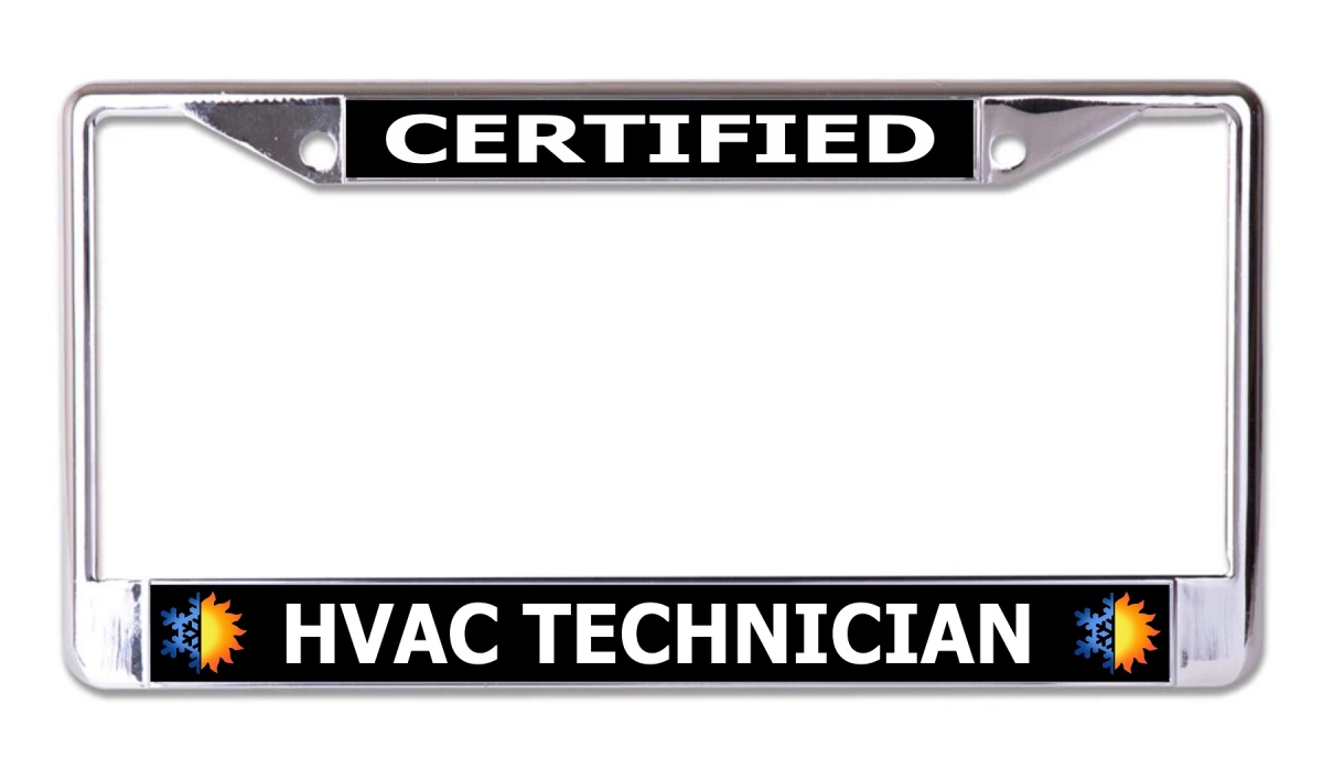 LPO7912 6 x 12 in. HVAC Technician Chrome License Plate Frame
