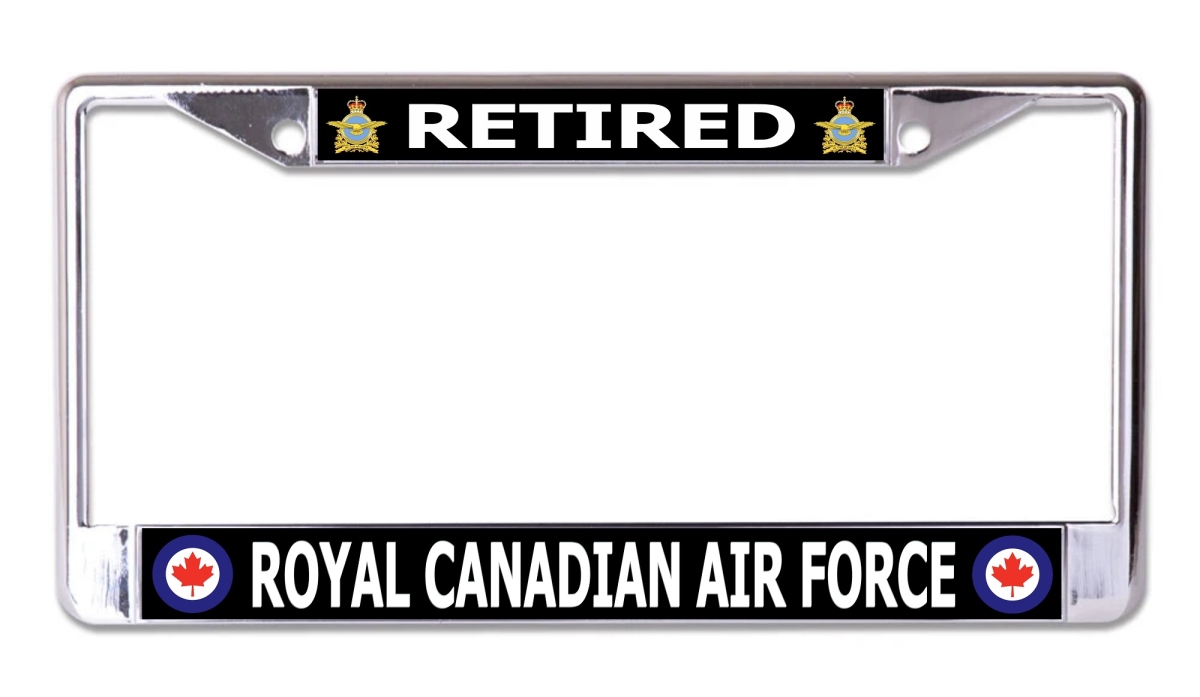 LPO8044 6 x 12 in. Royal Canadian Air Force Retired No.2 Chrome License Plate Frame