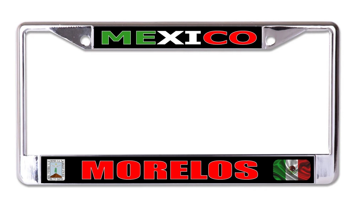 LPO8201 6 x 12 in. Mexico Morelos Chrome License Plate Frame