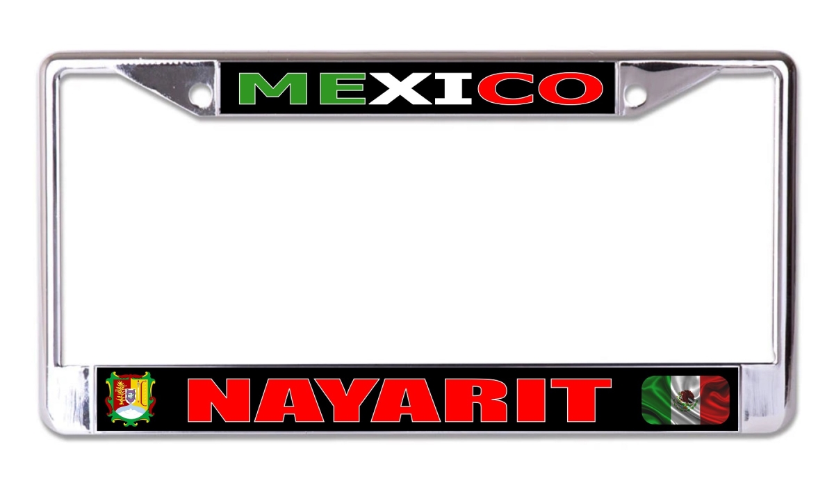 LPO8202 6 x 12 in. Mexico Nayarit Chrome License Plate Frame