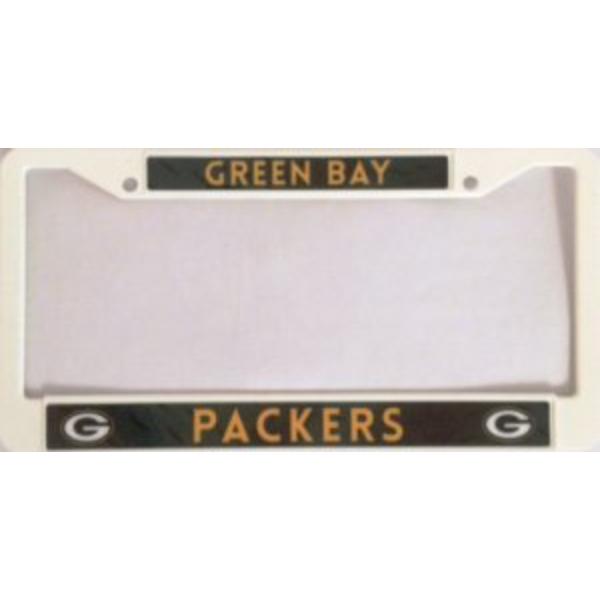 F3311 Green Bay Packers Ivory White Plastic License Plate Frame