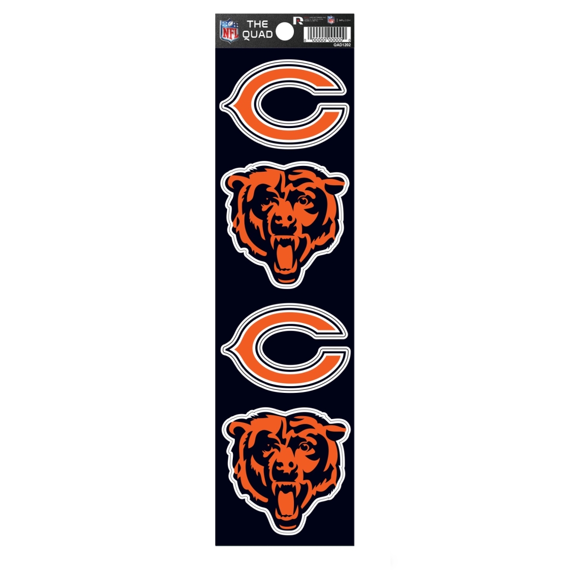 QAD1202 2.5 in. Chicago Bears Quad Decal Set