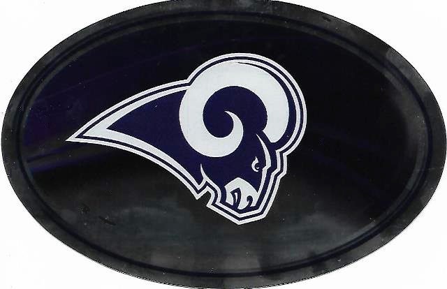 OVM3001 6 x 4 in. Los Angeles Rams Chrome Die Cut Oval Decal