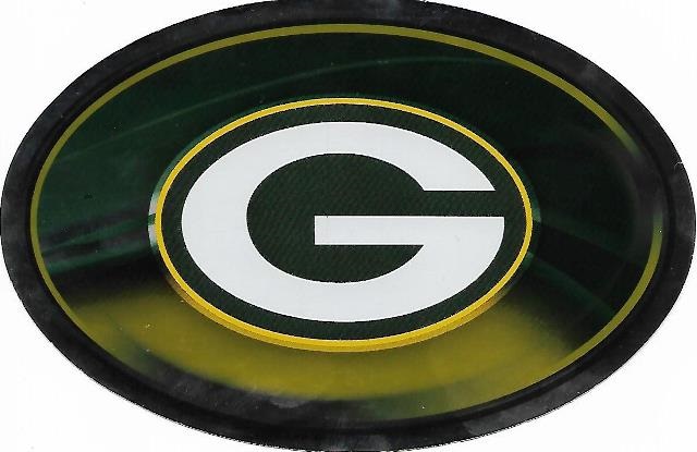OVM3301 6 x 4 in. Green Bay Packers Chrome Die Cut Oval Decal