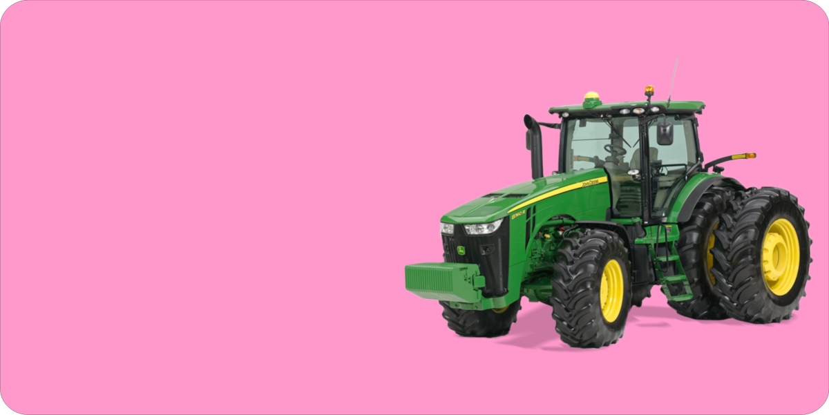 LPO1018 John Deere Tractor Offset on Pink Plate