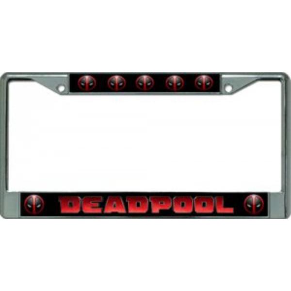 LPO3368 6 x 12 in. Deadpool Multi Logo Chrome License Plate Frame