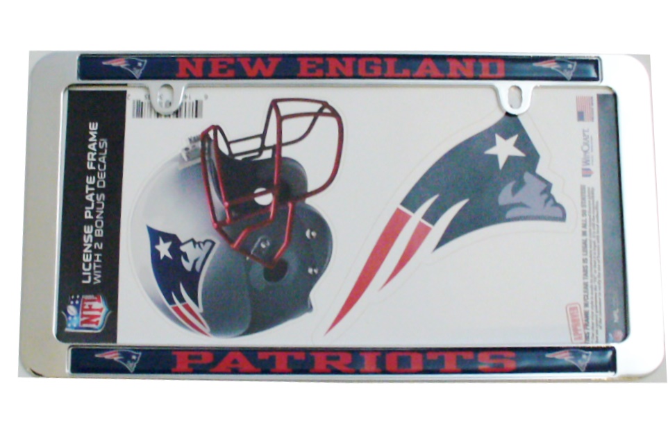 WC34390 6 x 12 in. England Patriots Thin Rim Value Chrome Frame with Bonus Decals