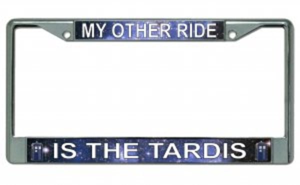 LPO2660 6 x 12 in. My Other Ride is the Tardis Chrome License Plate Frame