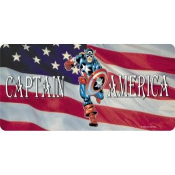 LPO3156 6 x 12 in. Captain America on American Flag Photo License Plate