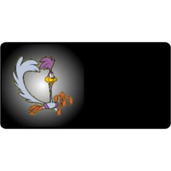 LPO3187 6 x 12 in. Roadrunner Offset on Black Photo License Plate