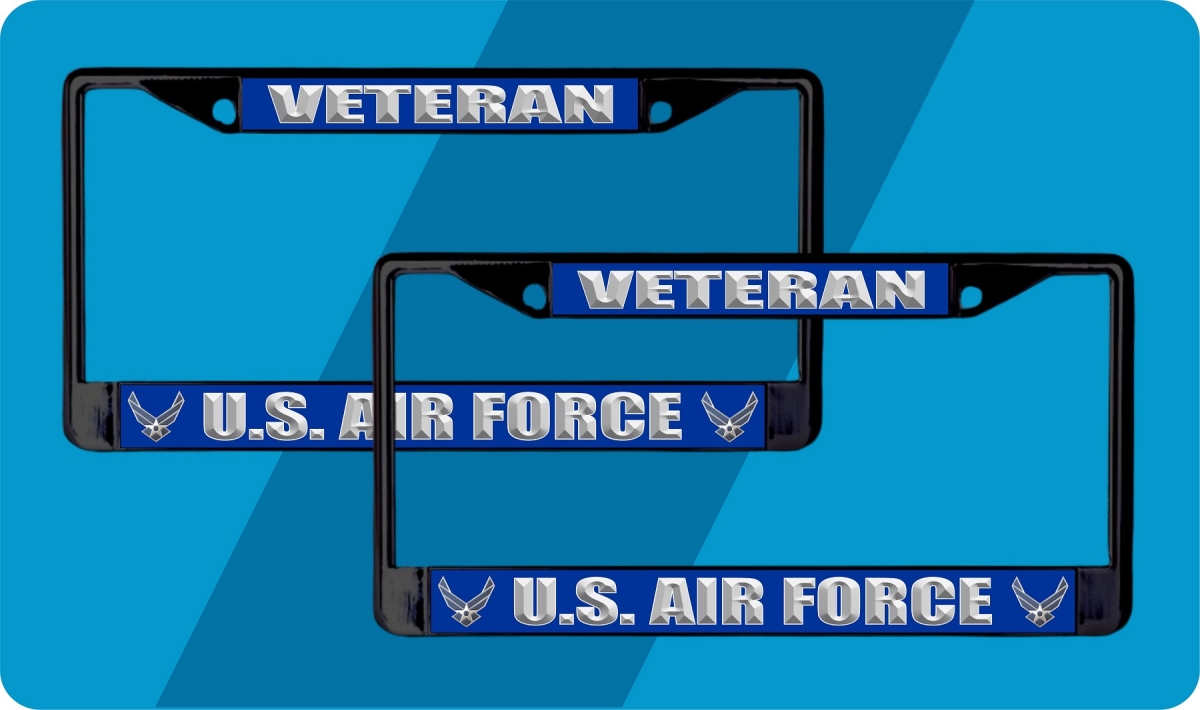 LPO8130 6 x 12 in. U.S. Air Force Veteran Black License Plate Frame - Pack of 2