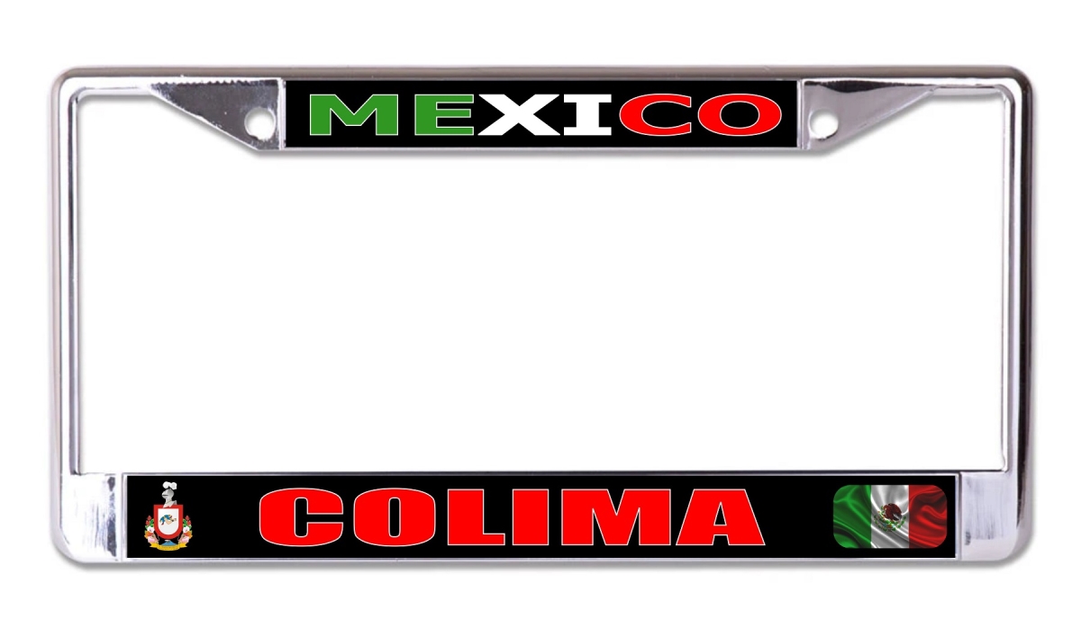 LPO8194 6 x 12 in. Mexico Colima Chrome License Plate Frame