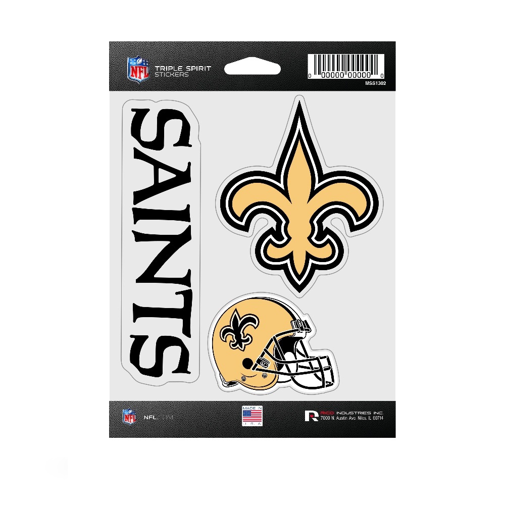 MSS1302 3.5 in. Orleans Saints Triple Spirit Stickers