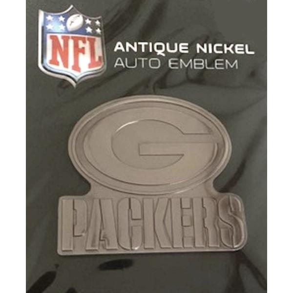 Picture of 212 Main AEM3301 3 x 3 in. Green Bay Packers Antique Nickel Auto Emblem