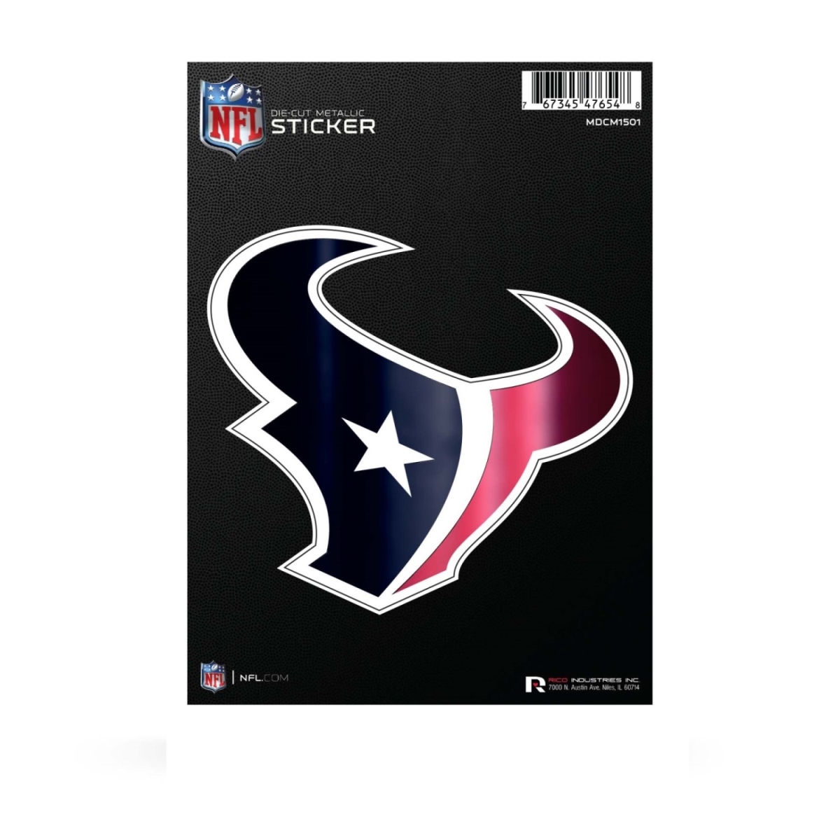MDCM0601 5 x 6 in. Houston Texans Die Cut Metallic Sticker