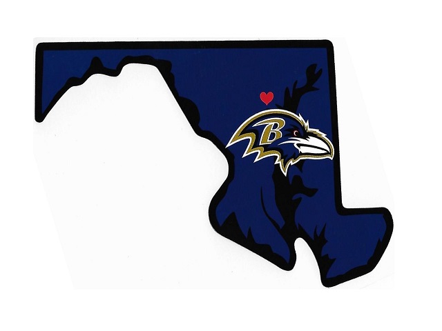HSS0701 5 x 5 in. Baltimore Ravens Home State Vinyl Sticker
