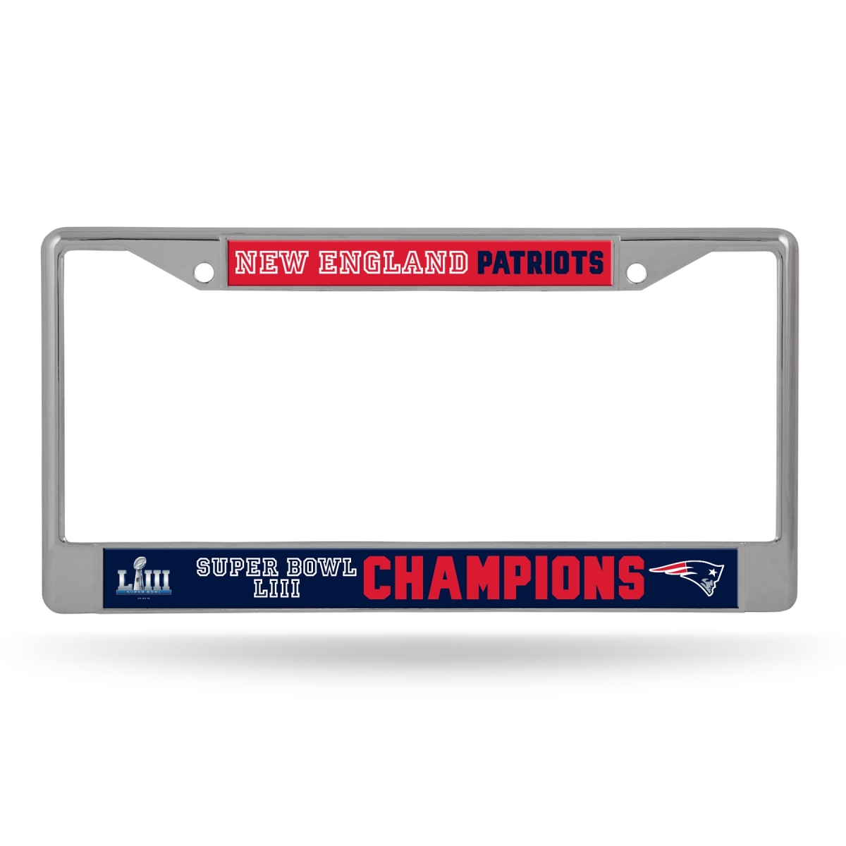 FC15SB19 England Patriots Super Bowl Champs Chrome License Plate Frame